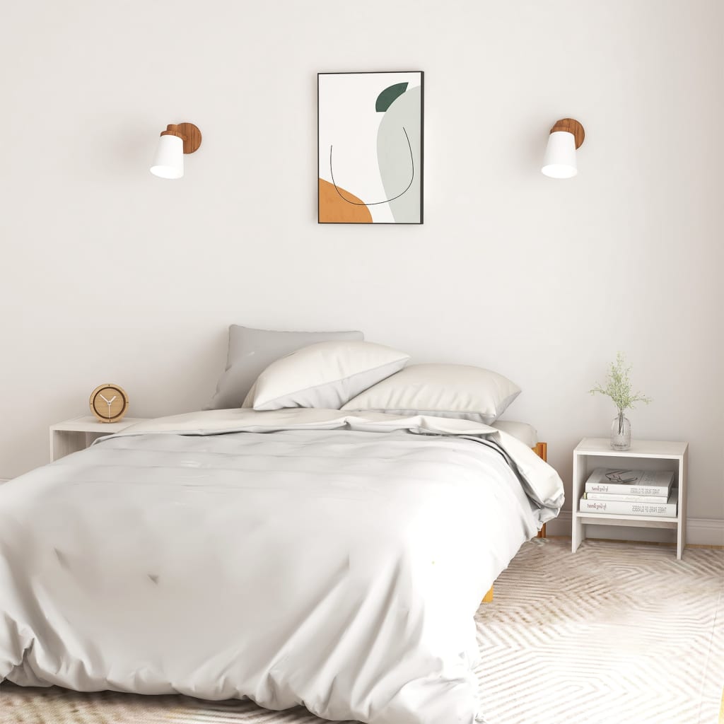 Noćni ormarići 2 kom bijeli 40x30,5x40 cm od masivne borovine