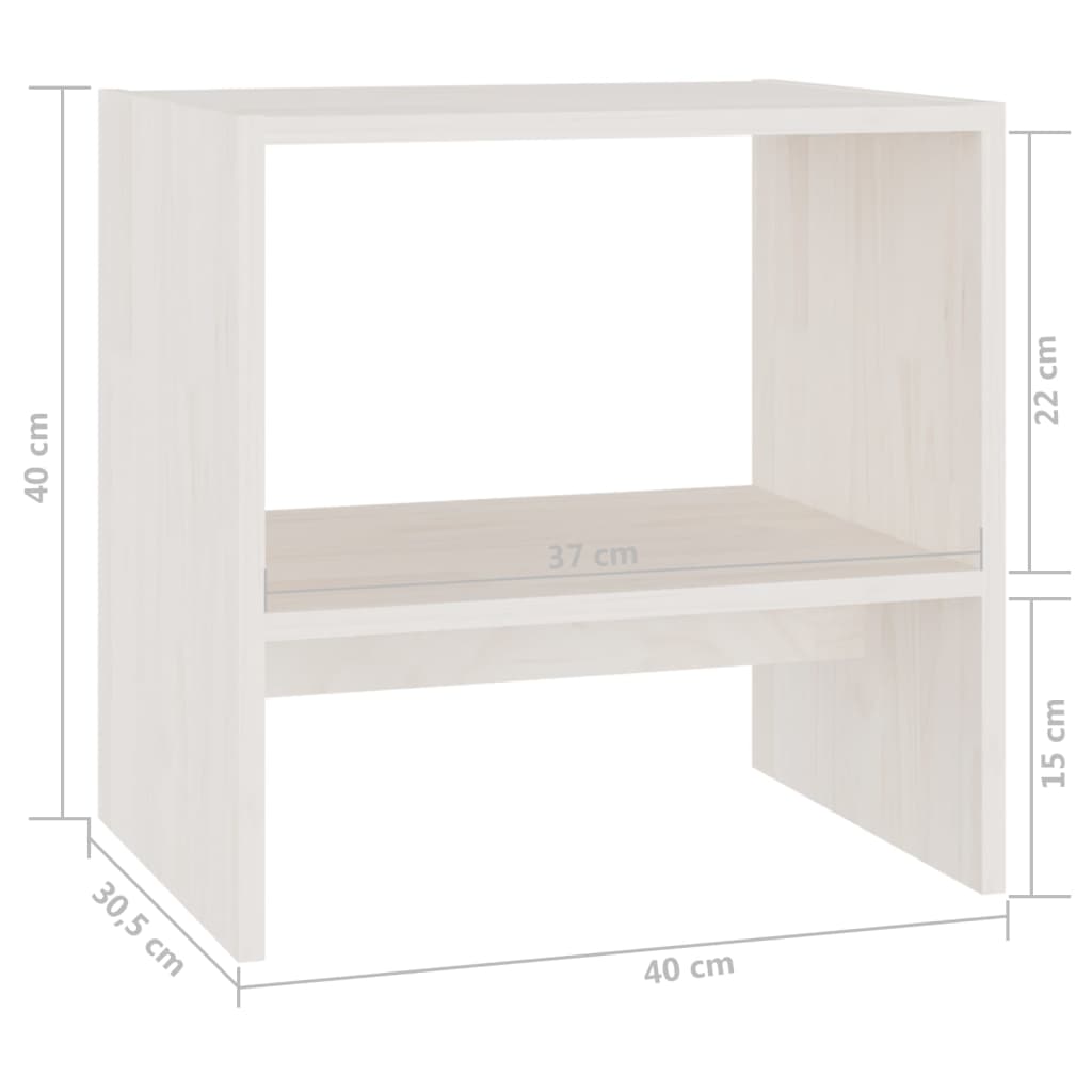 Noćni ormarići 2 kom bijeli 40x30,5x40 cm od masivne borovine