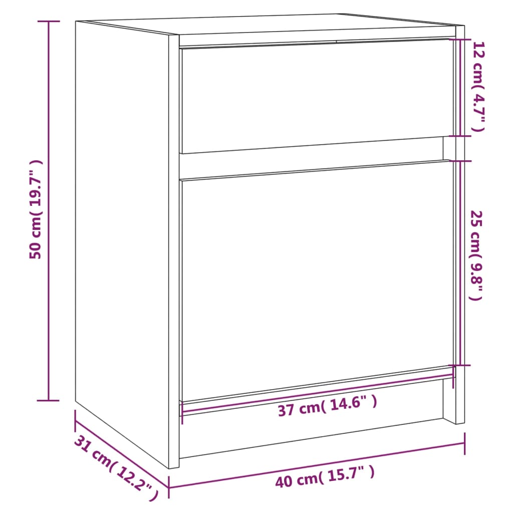 Noćni ormarići 2 kom crni 40 x 31 x 50 cm od masivne borovine
