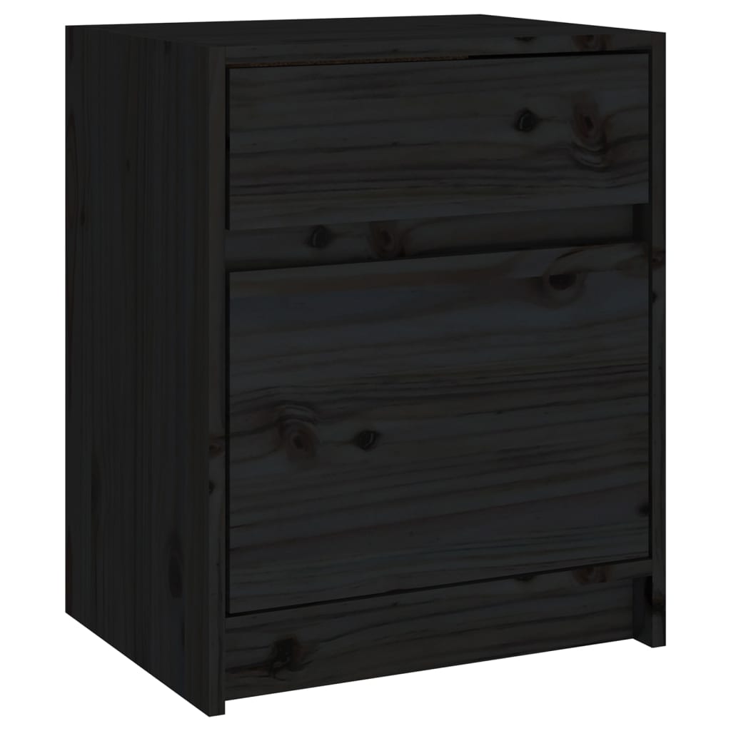 Noćni ormarići 2 kom crni 40 x 31 x 50 cm od masivne borovine