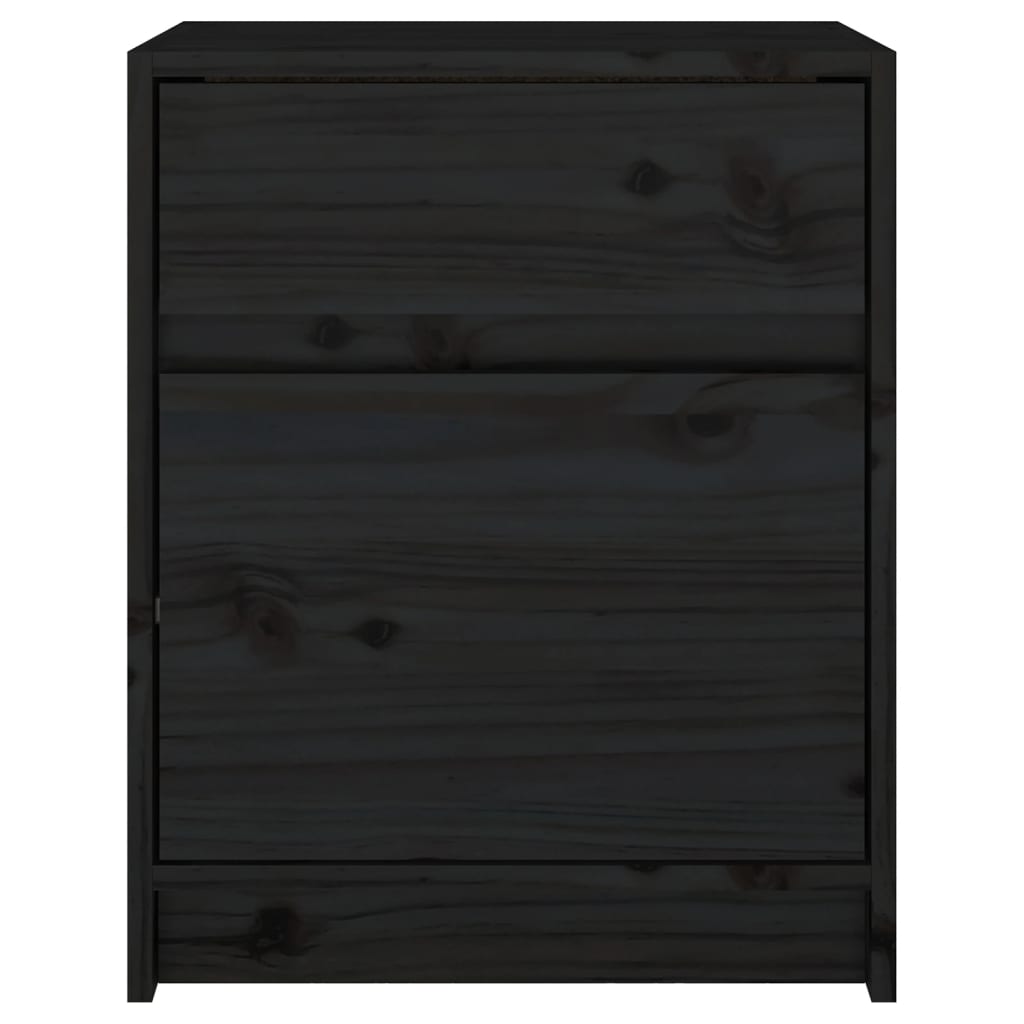 Noćni ormarići 2 kom crni 40 x 31 x 50 cm od masivne borovine
