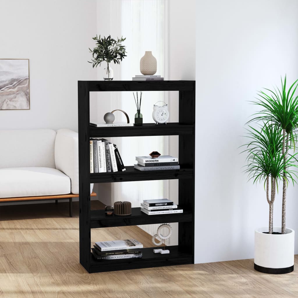 Ormarić za knjige / sobna pregrada crni 80x30x135,5 cm borovina