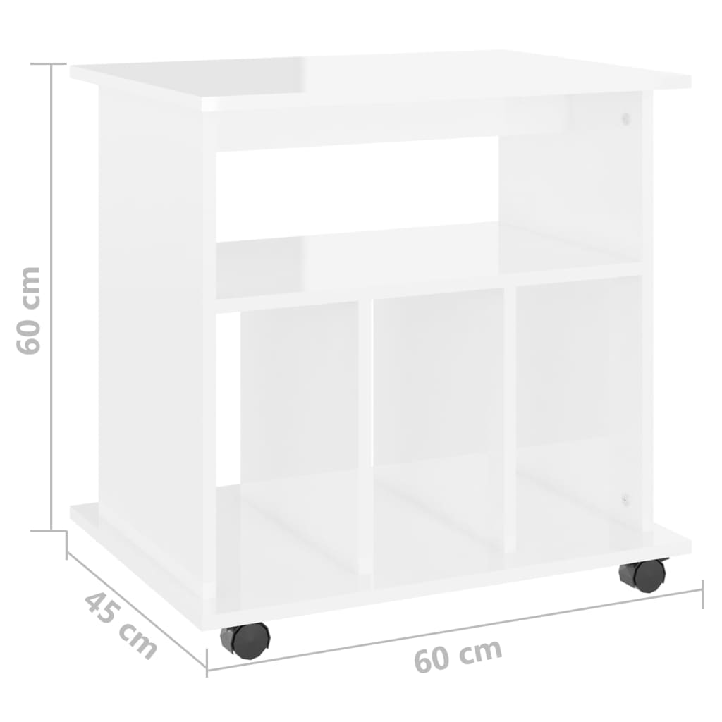 Ormarić s kotačima sjajni bijeli 60x45x60 cm konstruirano drvo