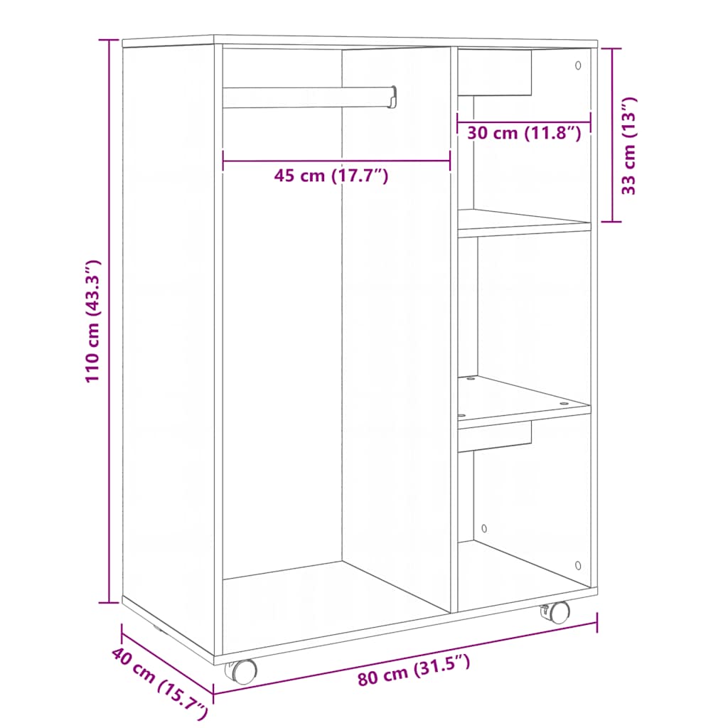Ormar siva boja betona 80 x 40 x 110 cm od konstruiranog drva