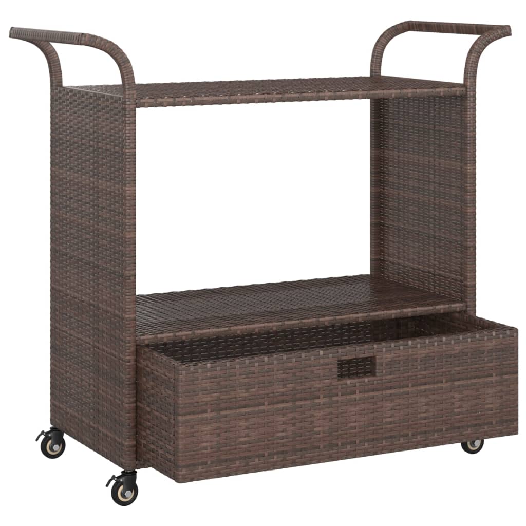Barska kolica s ladicom smeđa 100 x 45 x 97 cm od poliratana
