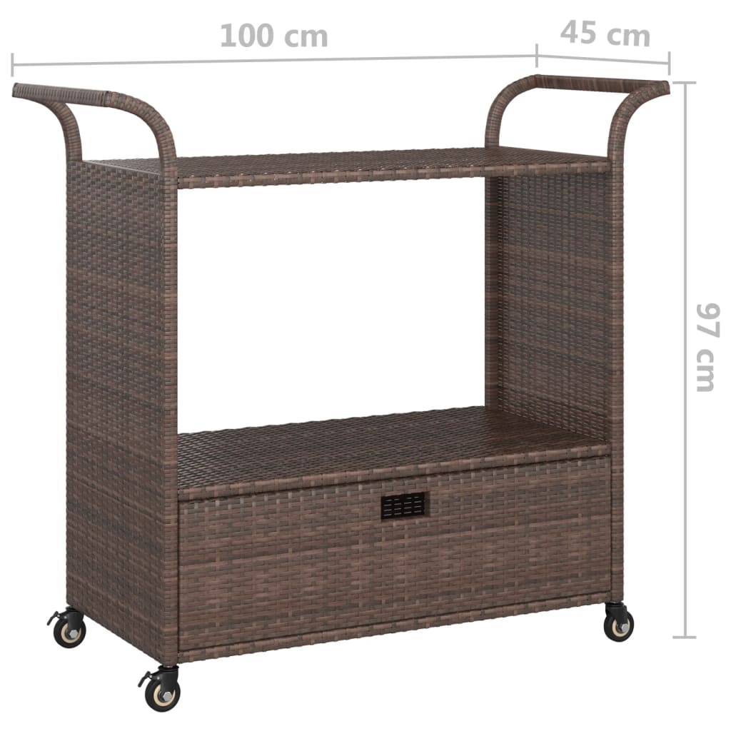 Barska kolica s ladicom smeđa 100 x 45 x 97 cm od poliratana