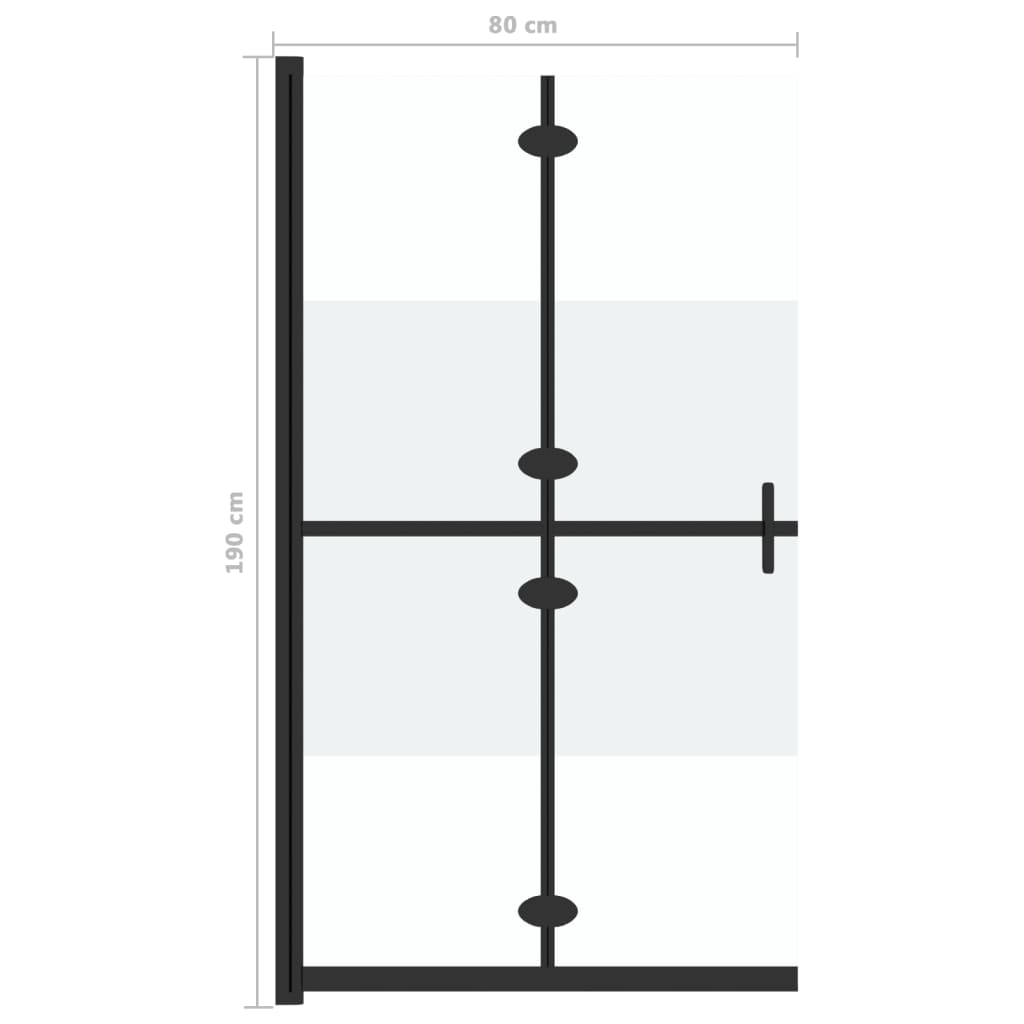 Sklopiva pregrada za tuš napola matirano ESG staklo 80 x 190 cm