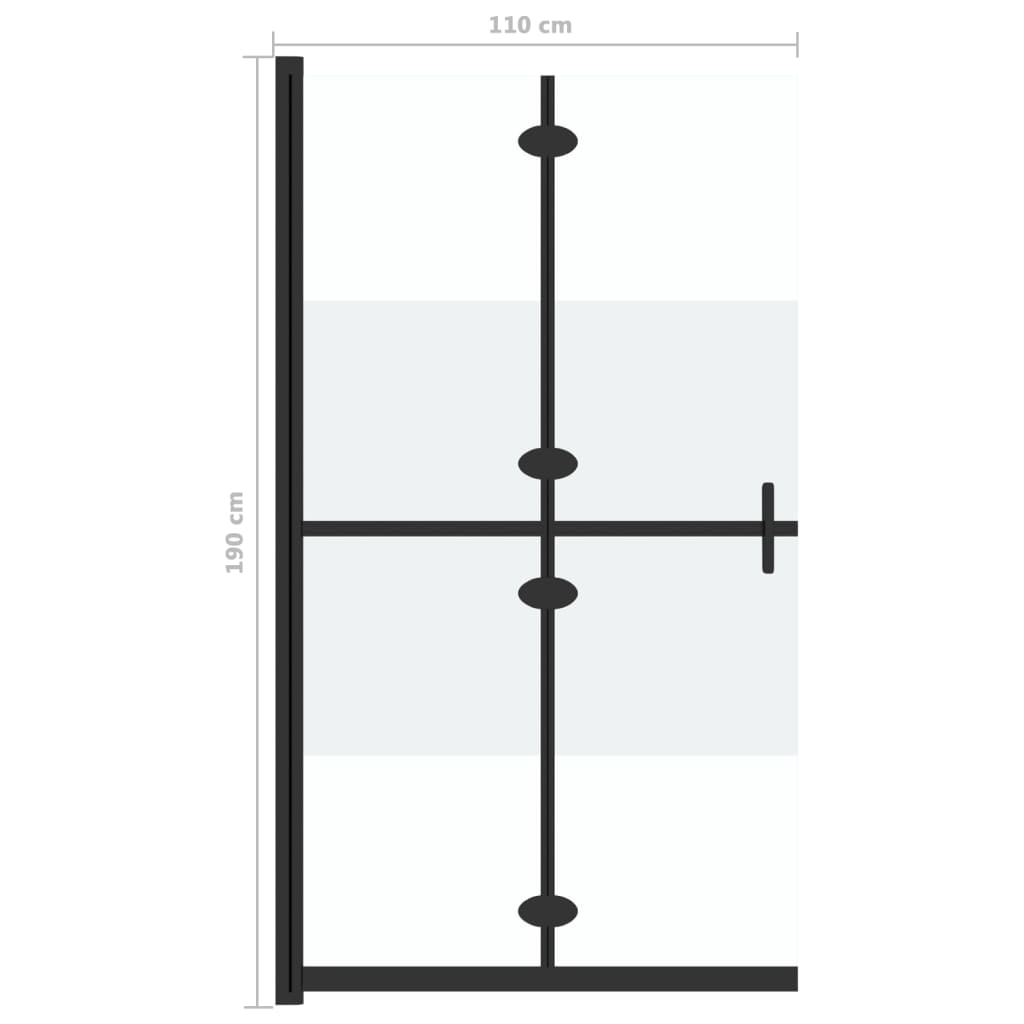 Sklopiva pregrada za tuš napola matirano ESG staklo 110x190 cm
