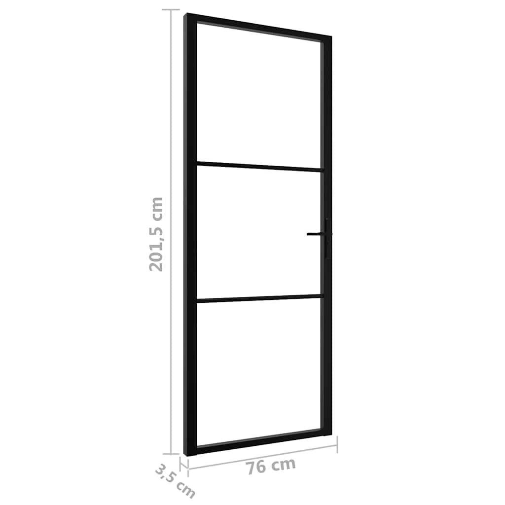 Sobna vrata od stakla ESG i aluminija 76 x 201,5 cm crna