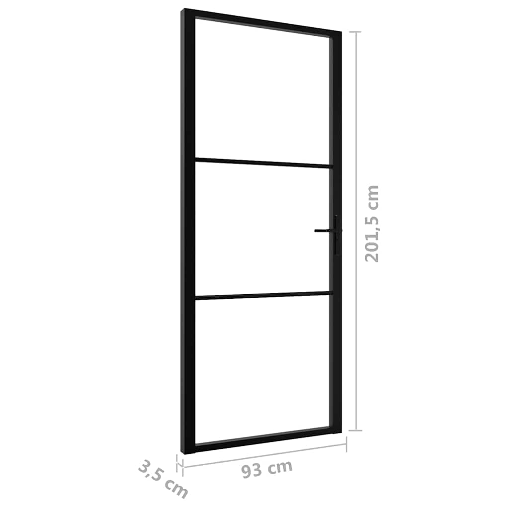Sobna vrata od stakla ESG i aluminija 93 x 201,5 cm crna