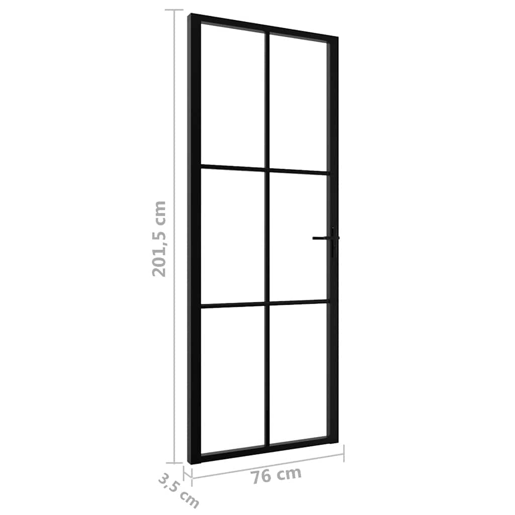 Sobna vrata od stakla ESG i aluminija 76 x 201,5 cm crna