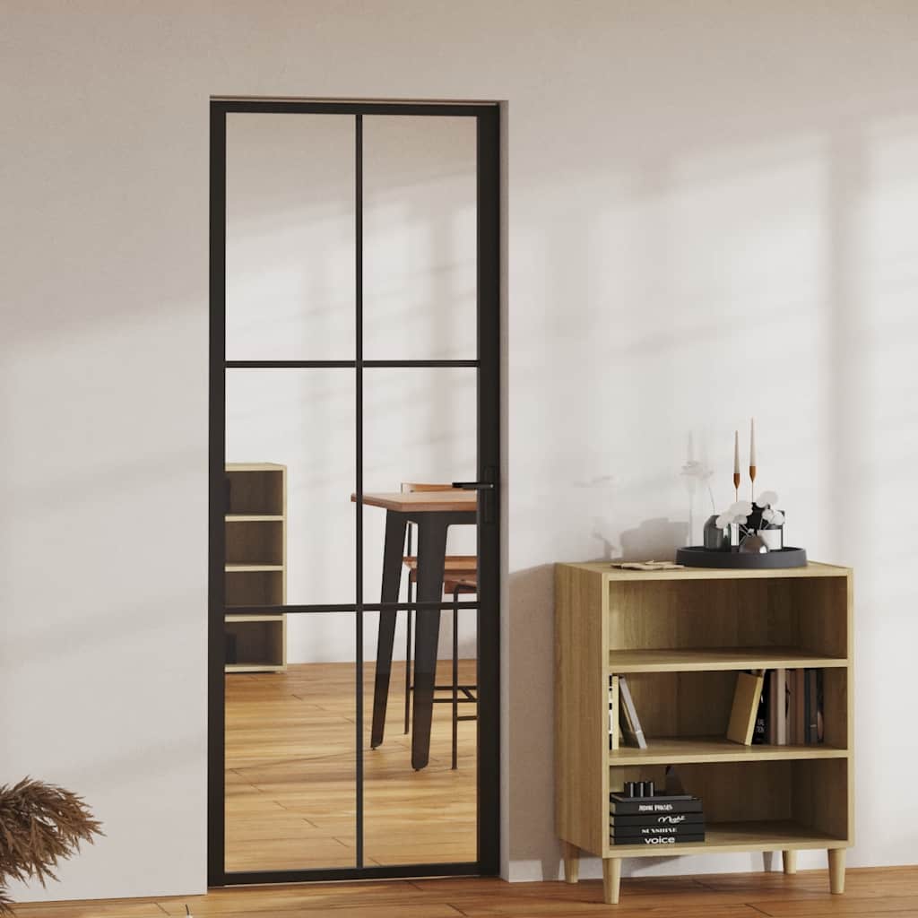 Sobna vrata od stakla ESG i aluminija 76 x 201,5 cm crna