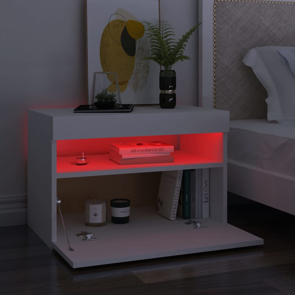 Noćni ormarić LED visoki sjaj bijeli 2 kom 60 x 35 x 40 cm drvo