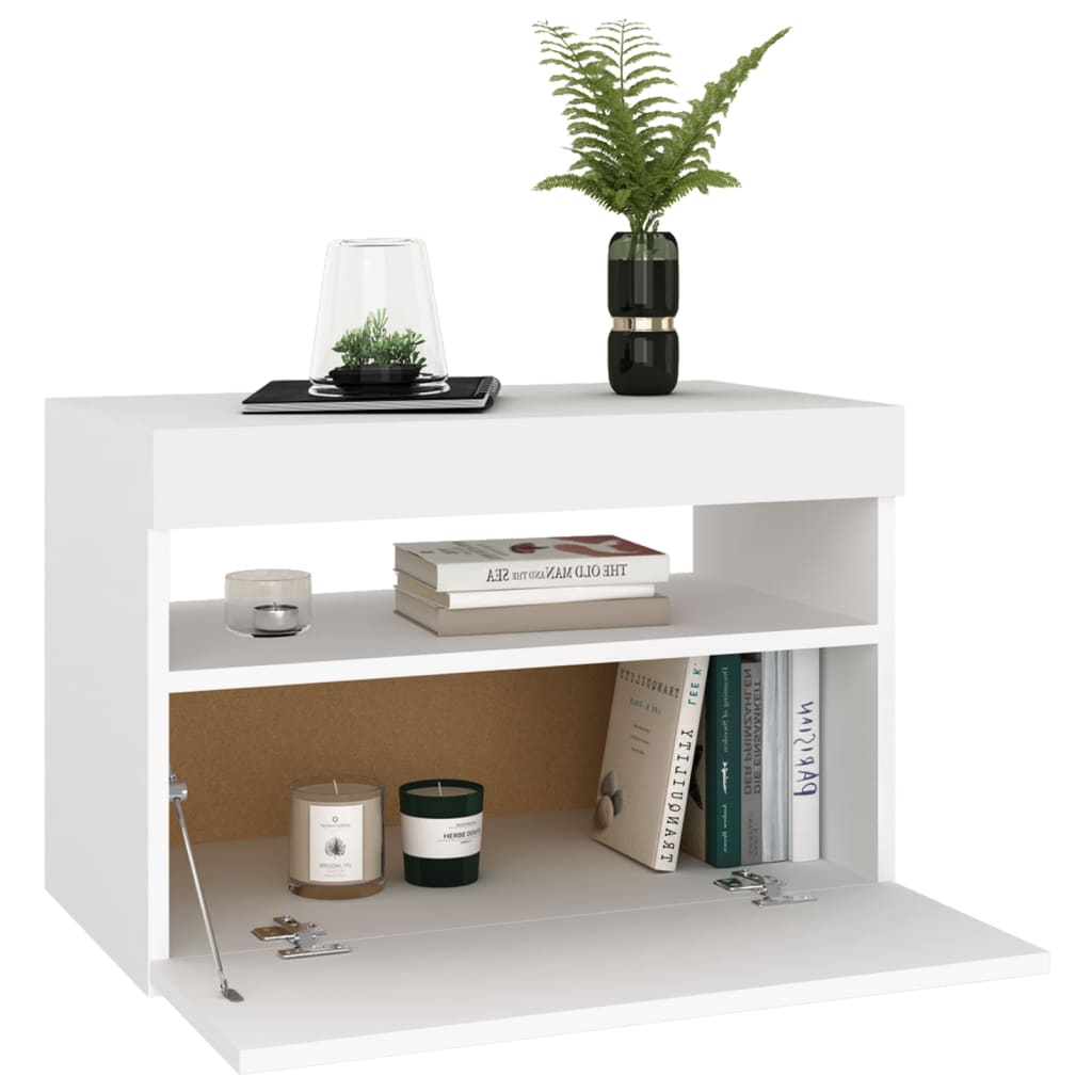 Noćni ormarić LED visoki sjaj bijeli 2 kom 60 x 35 x 40 cm drvo
