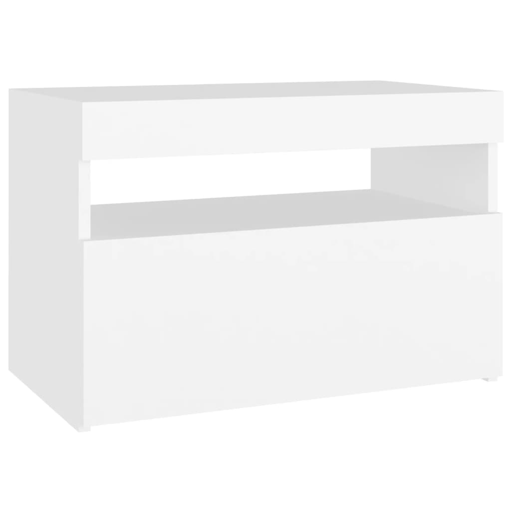 Noćni ormarić LED visoki sjaj bijeli 2 kom 60 x 35 x 40 cm drvo