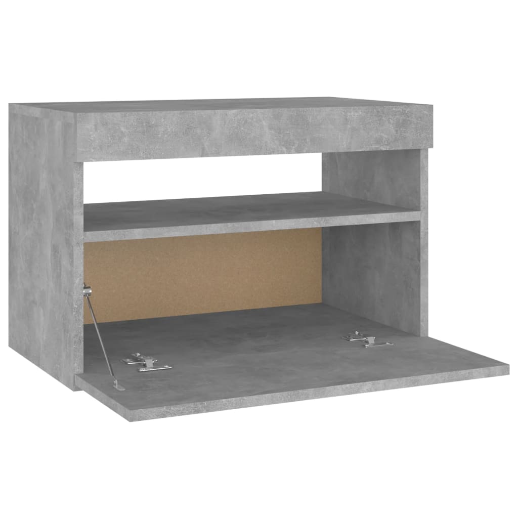 Noćni ormarić s LED svjetlima siva boja betona 60 x 35 x 40 cm