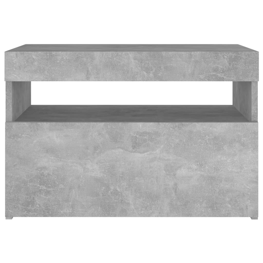 Noćni ormarić s LED svjetlima siva boja betona 60 x 35 x 40 cm