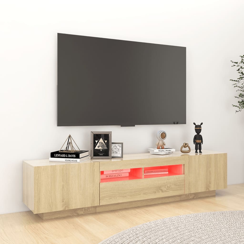 TV ormarić s LED svjetlima boja hrasta sonome 180 x 35 x 40 cm