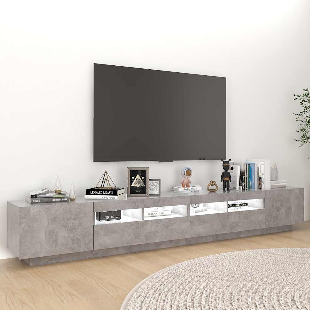TV ormarić s LED svjetlima siva boja betona 260 x 35 x 40 cm