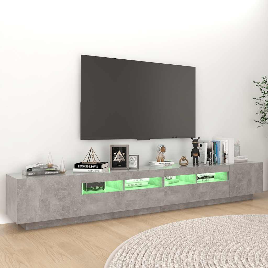 TV ormarić s LED svjetlima siva boja betona 260 x 35 x 40 cm