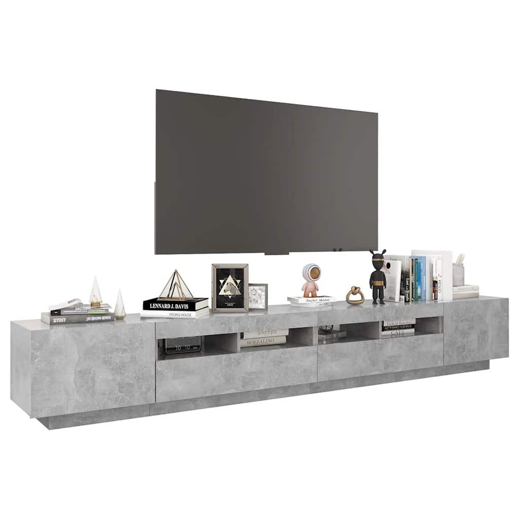 TV ormarić s LED svjetlima siva boja betona 260 x 35 x 40 cm