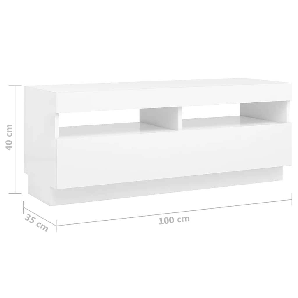 TV ormarić s LED svjetlima bijeli 300 x 35 x 40 cm