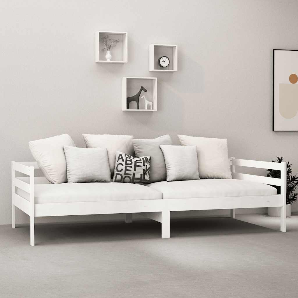 Dnevni ležaj od masivne borovine bijeli 90 x 200 cm