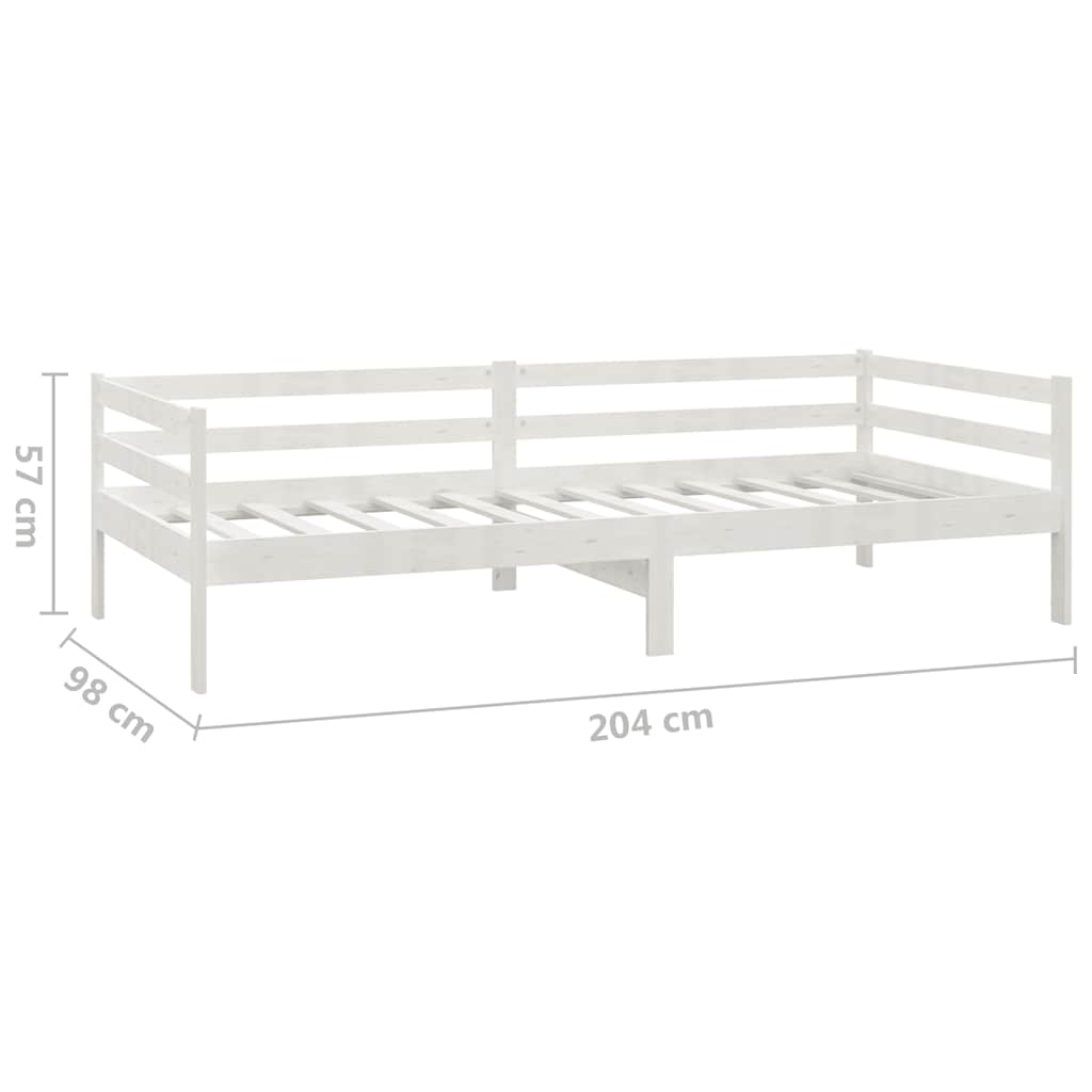Dnevni ležaj od masivne borovine bijeli 90 x 200 cm