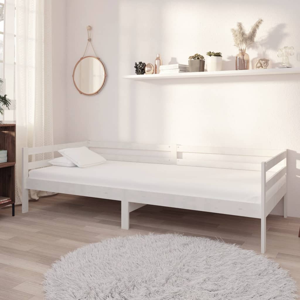 Dnevni ležaj od masivne borovine bijeli 90 x 200 cm