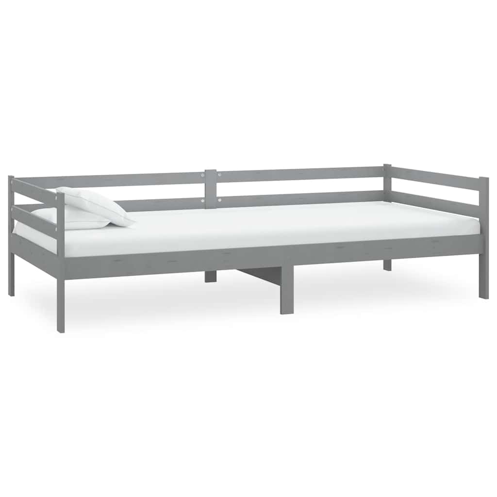 Dnevni ležaj od masivne borovine sivi 90 x 200 cm