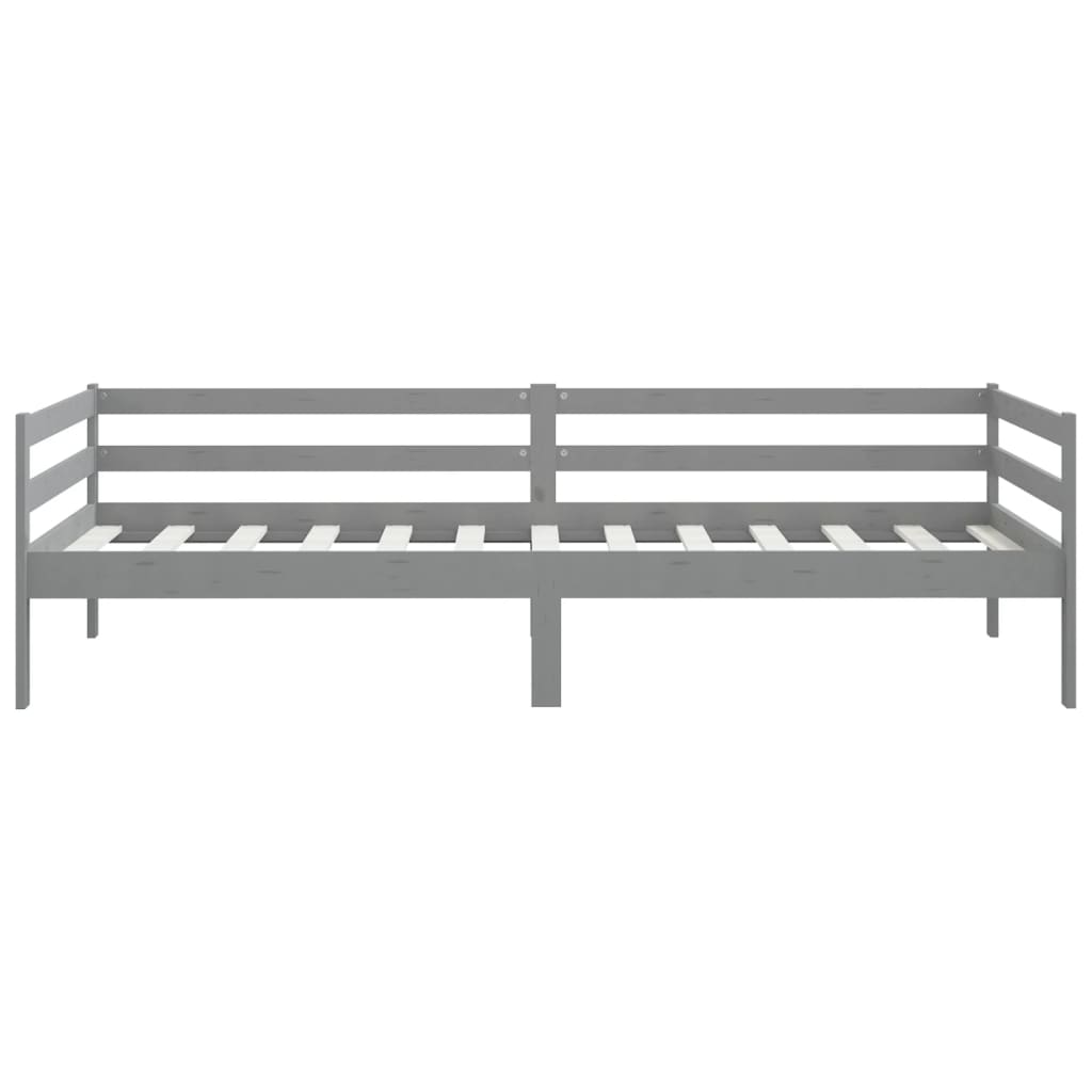 Dnevni ležaj od masivne borovine sivi 90 x 200 cm