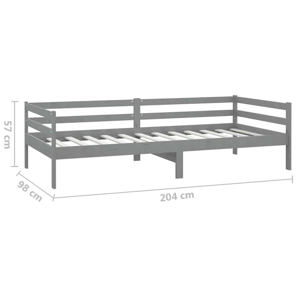 Dnevni ležaj od masivne borovine sivi 90 x 200 cm