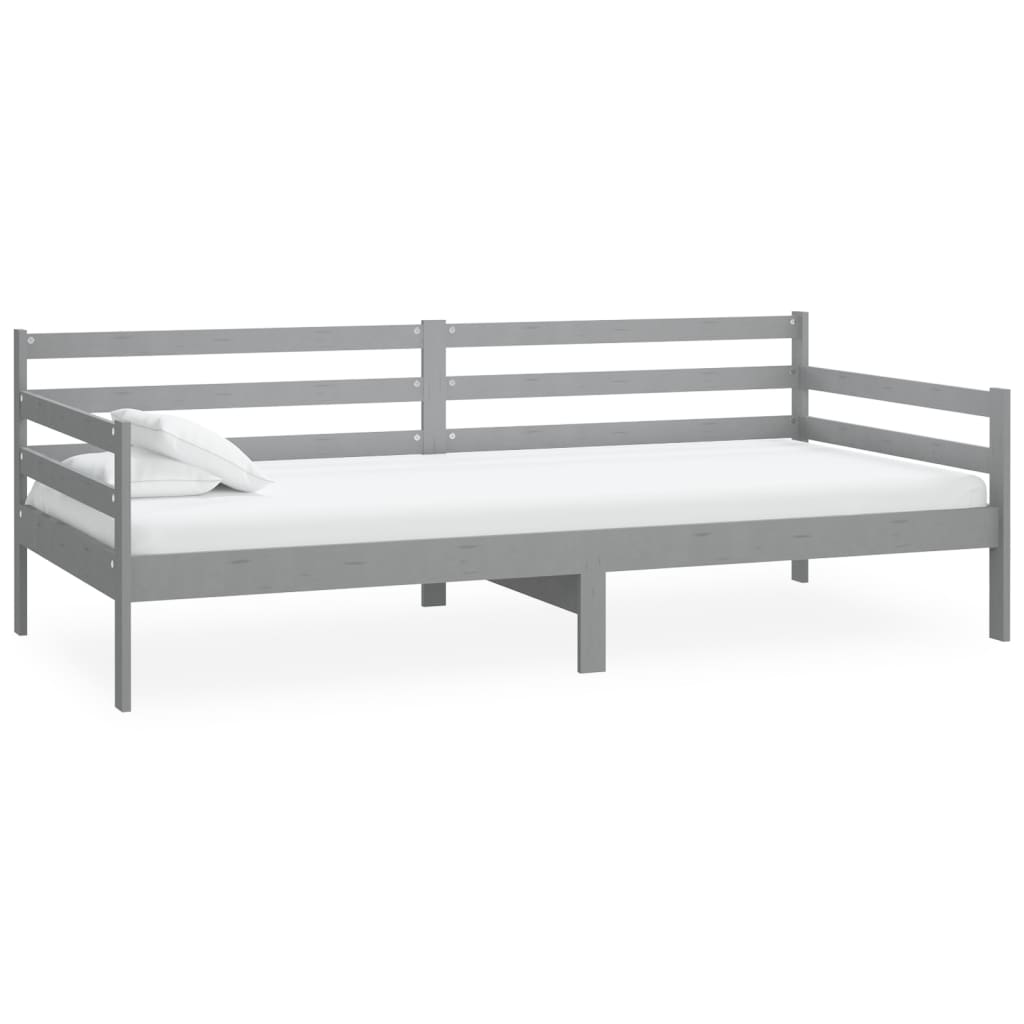 Dnevni ležaj od masivne borovine sivi 90 x 200 cm