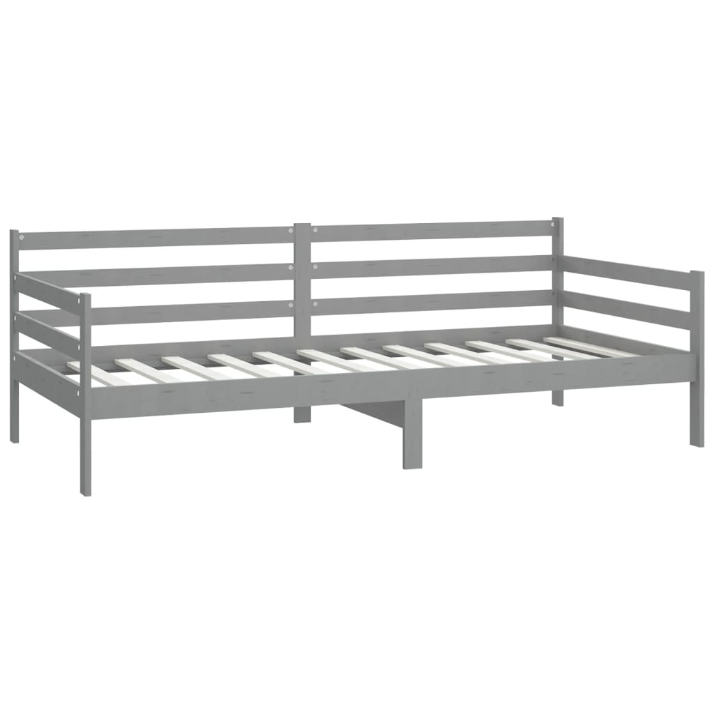 Dnevni ležaj od masivne borovine sivi 90 x 200 cm