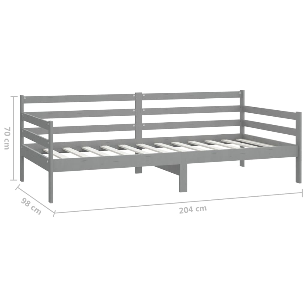 Dnevni ležaj od masivne borovine sivi 90 x 200 cm