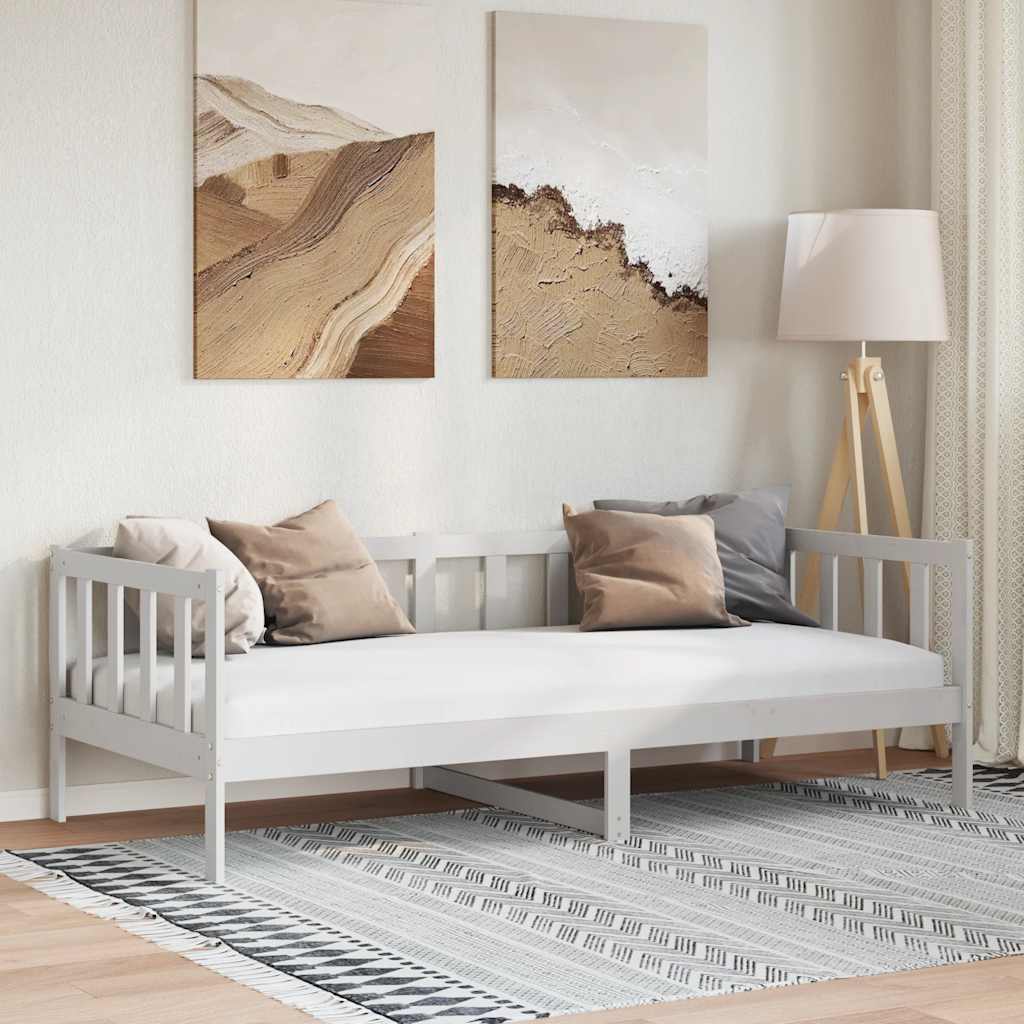 Dnevni ležaj od masivne borovine bijeli 90 x 200 cm