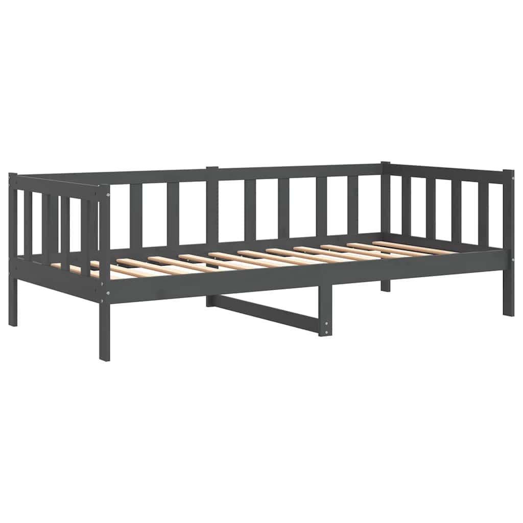 Dnevni ležaj od masivne borovine sivi 90 x 200 cm