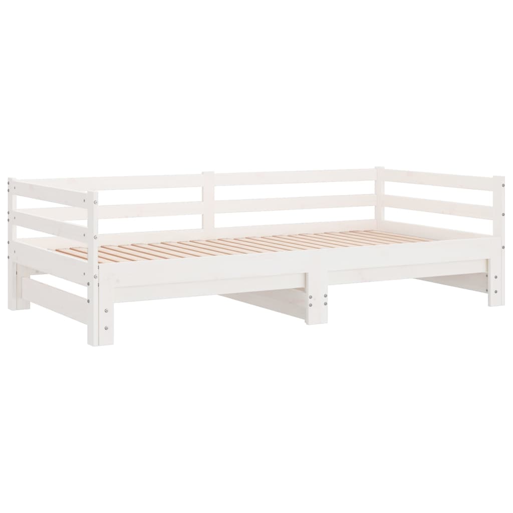 Dnevni ležaj na izvlačenje bijeli od borovine 2 x (90 x 200) cm