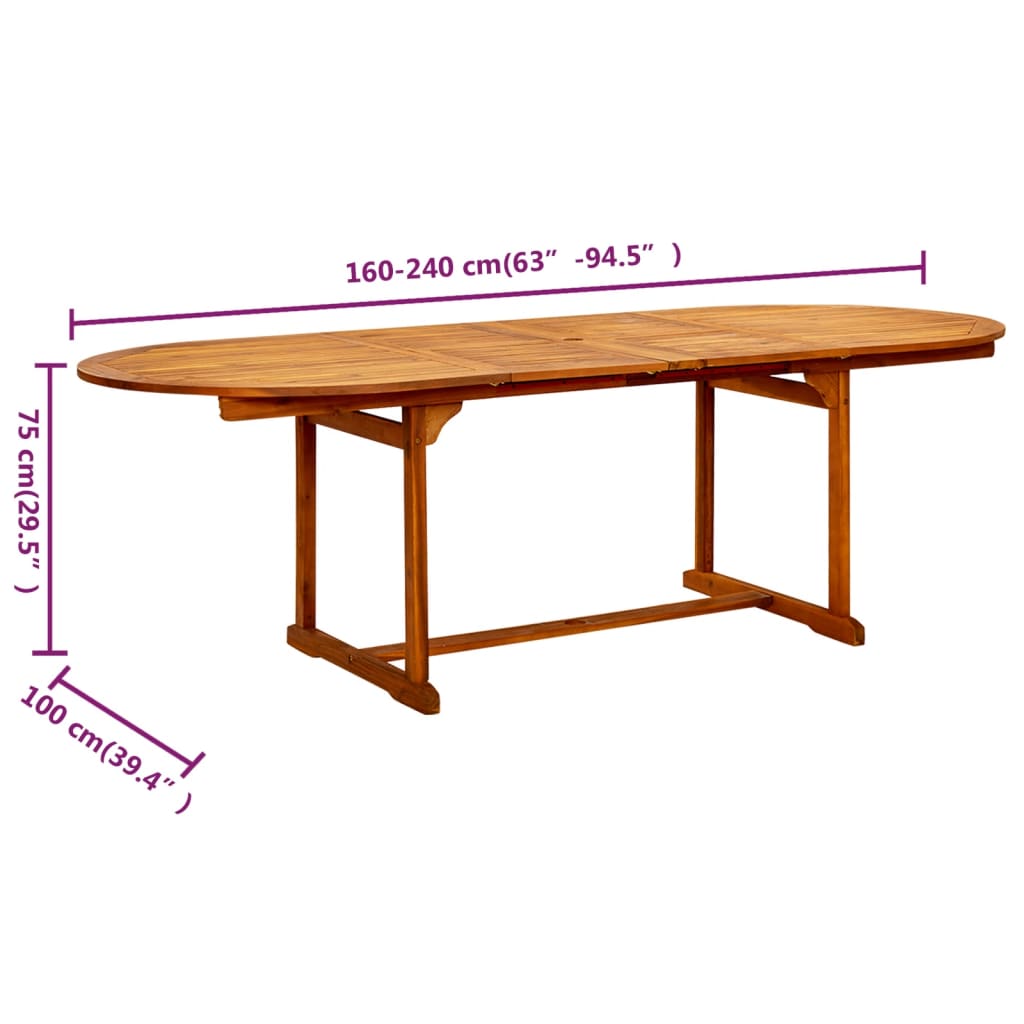 Vrtni blagovaonski stol (160 - 240)x100x75 cm od drva bagrema