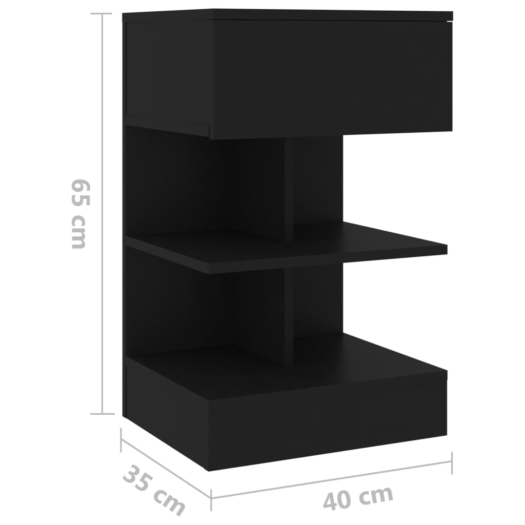Noćni ormarići 2 kom crni 40 x 35 x 65 cm