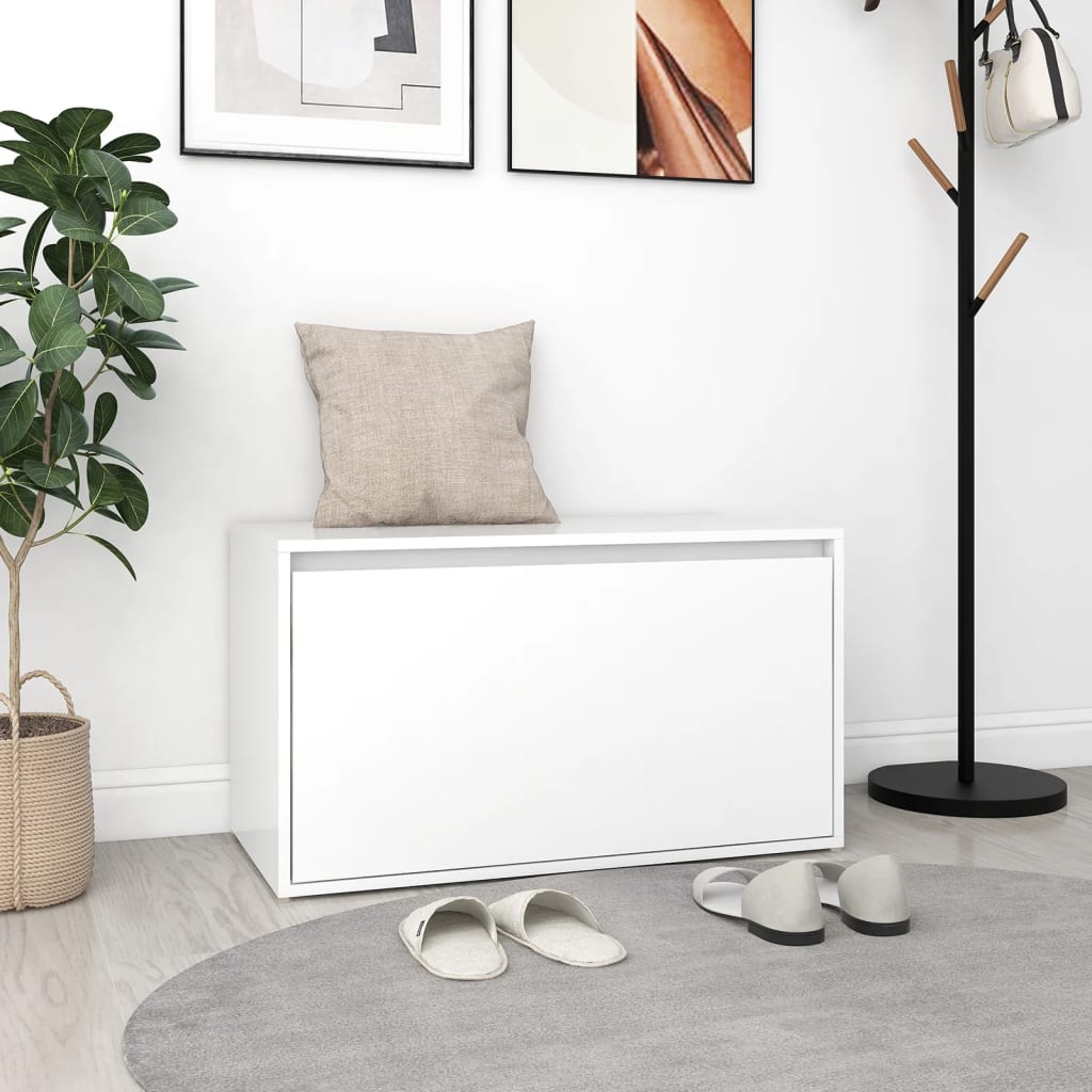 Klupa za hodnik 80 x 40 x 45 cm bijela od konstruiranog drva