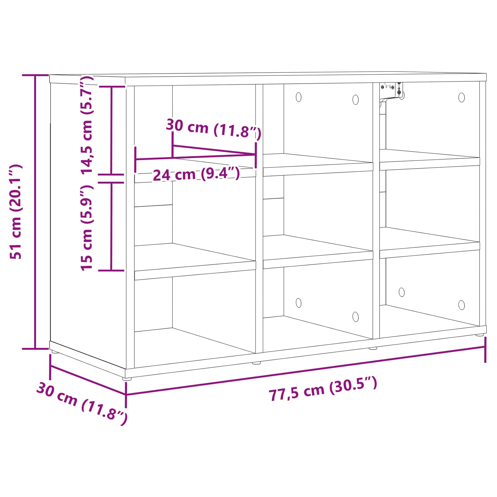 Ormar za cipele Bijelo 77,5 x 30 x 51 cm Konstruirano drvo
