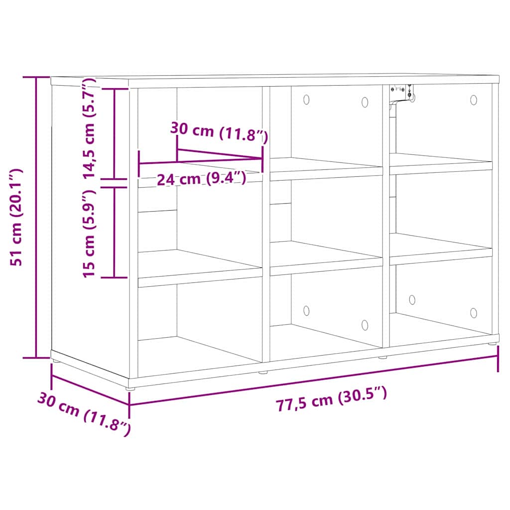 Ormar za cipele s policom Sonoma hrast 77,5 x 30 x 51 cm