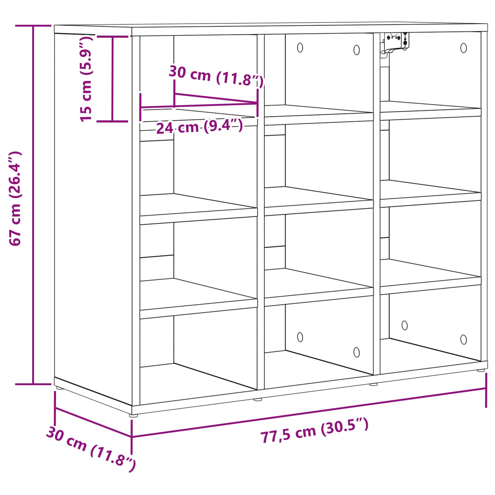 Ormar za cipele s policom Sonoma hrast 77,5 x 30 x 67 cm