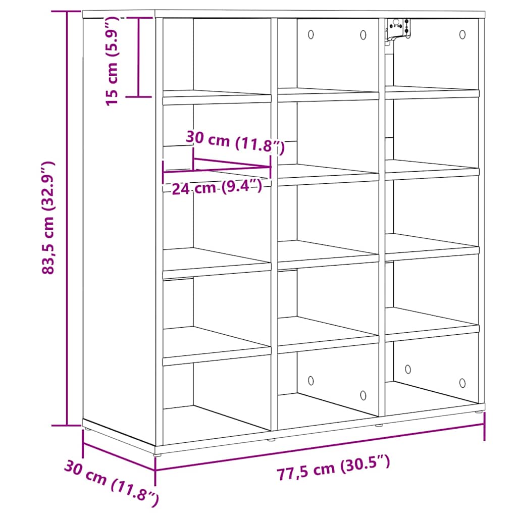 Ormar za cipele s policom Sonoma hrast 77,5 x 30 x 83,5 cm