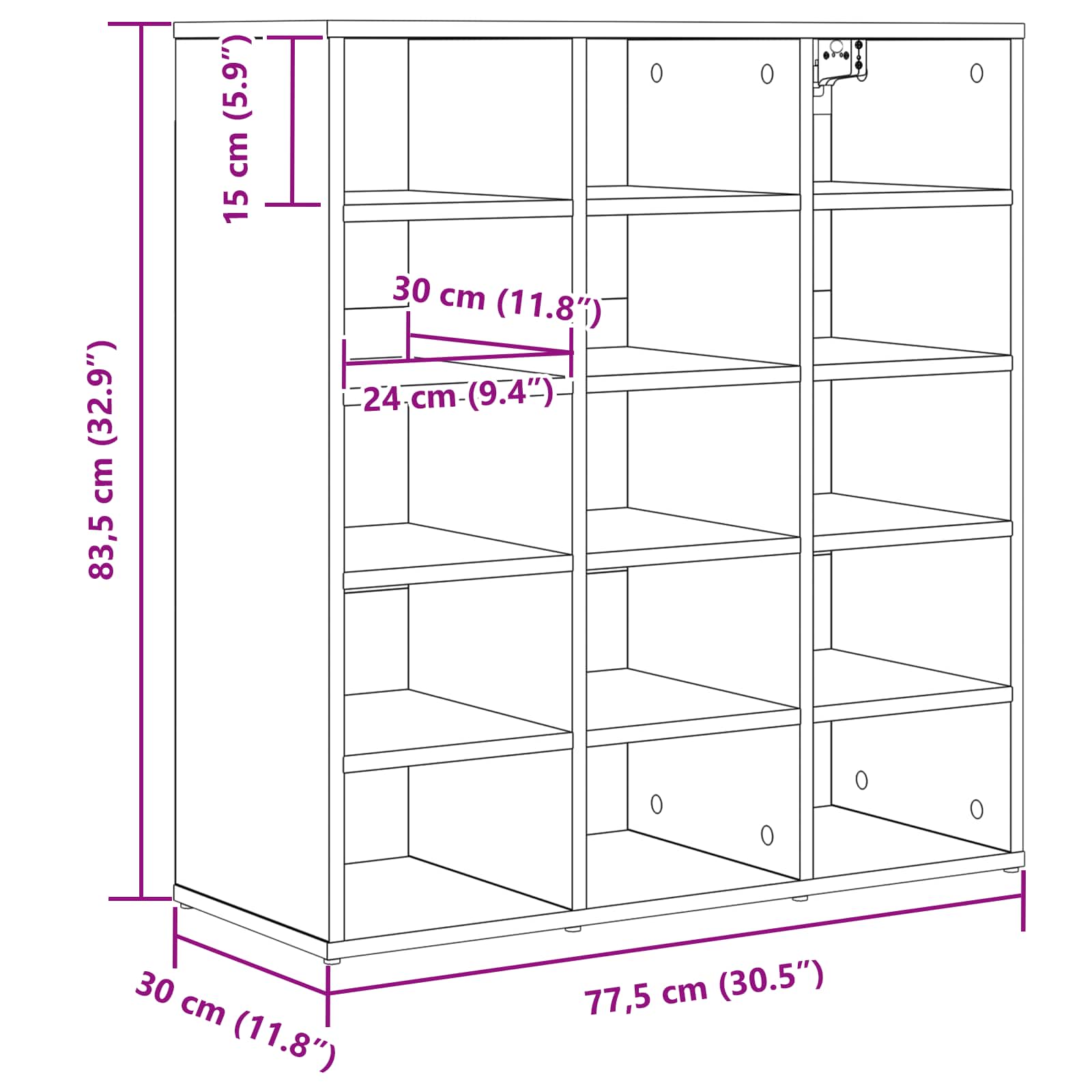 Ormar za cipele s policom Sonoma hrast 77,5 x 30 x 83,5 cm