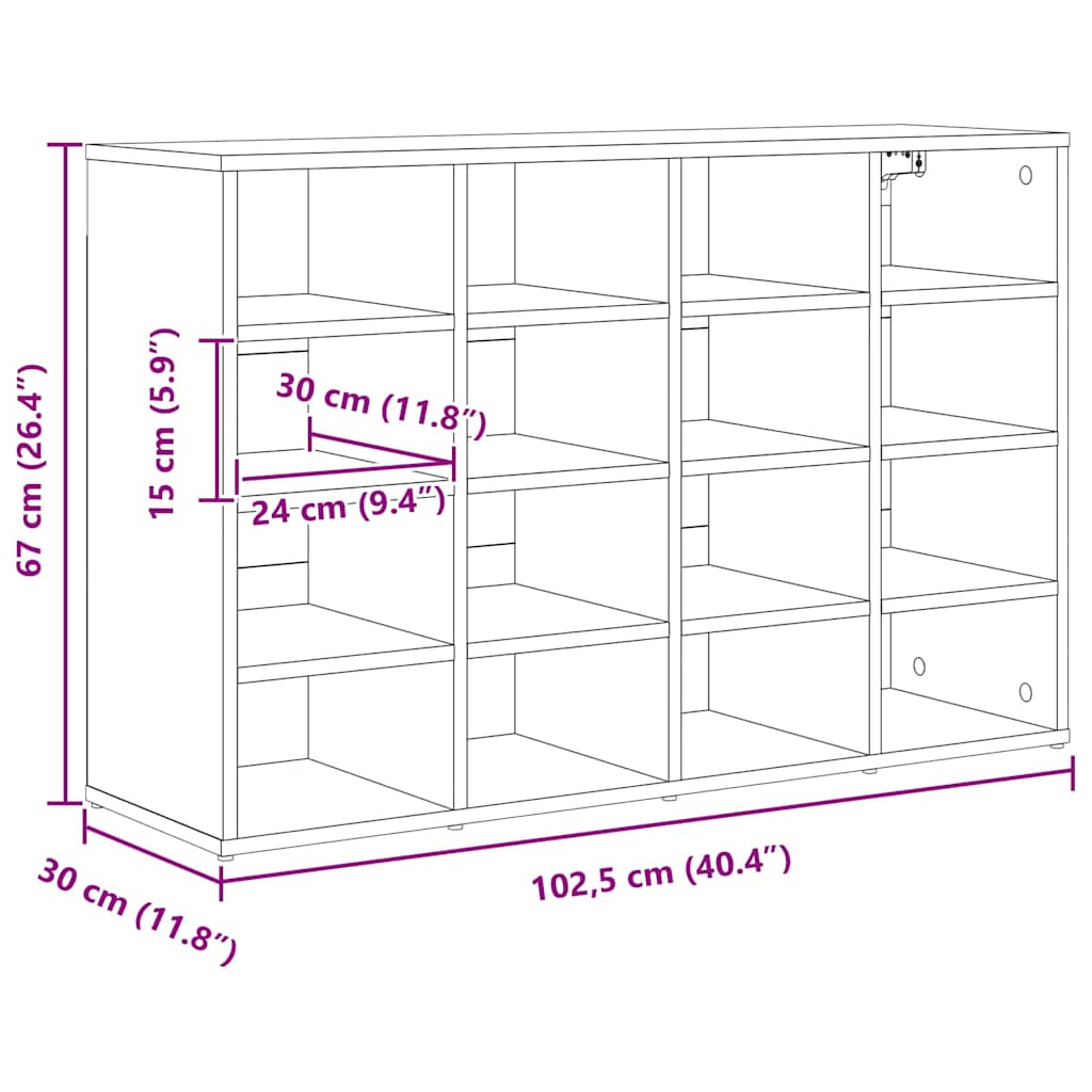 Ormar za cipele Bijelo 103 x 30 x 67 cm Konstruirano drvo