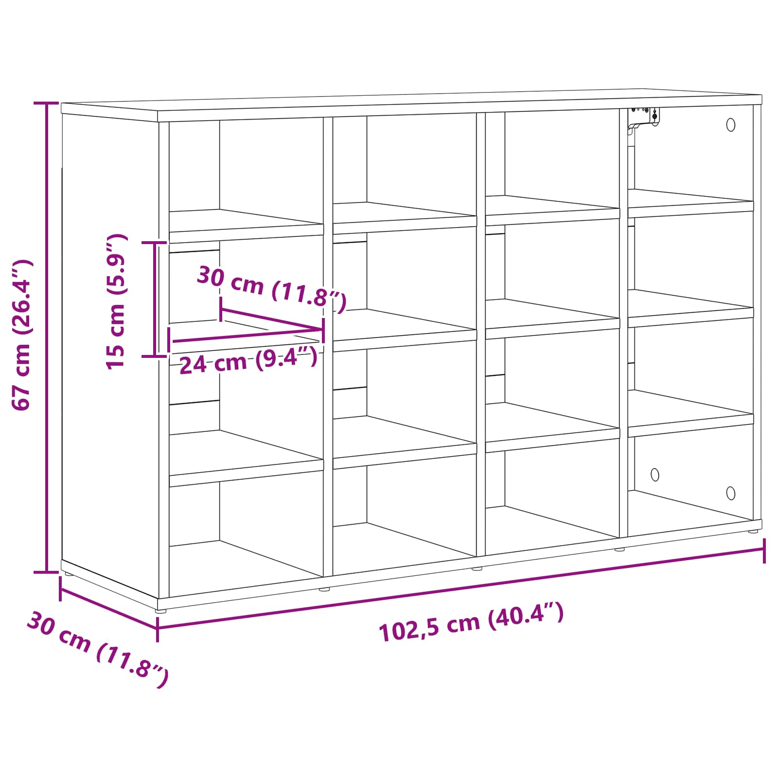Ormar za cipele Bijelo 103 x 30 x 67 cm Konstruirano drvo