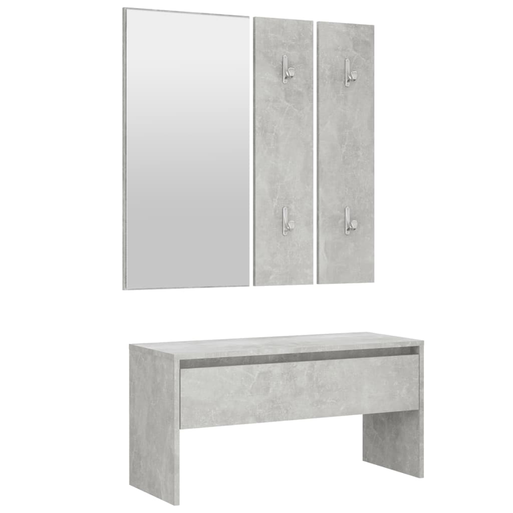 Set namještaja za hodnik siva boja betona konstruirano drvo
