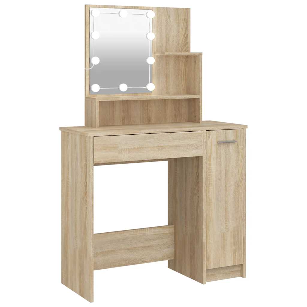 Toaletni stolić LED boja hrasta sonome 86,5 x 35 x 136 cm